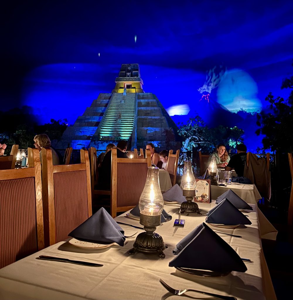 San Angel Inn - table and view of the pyramid