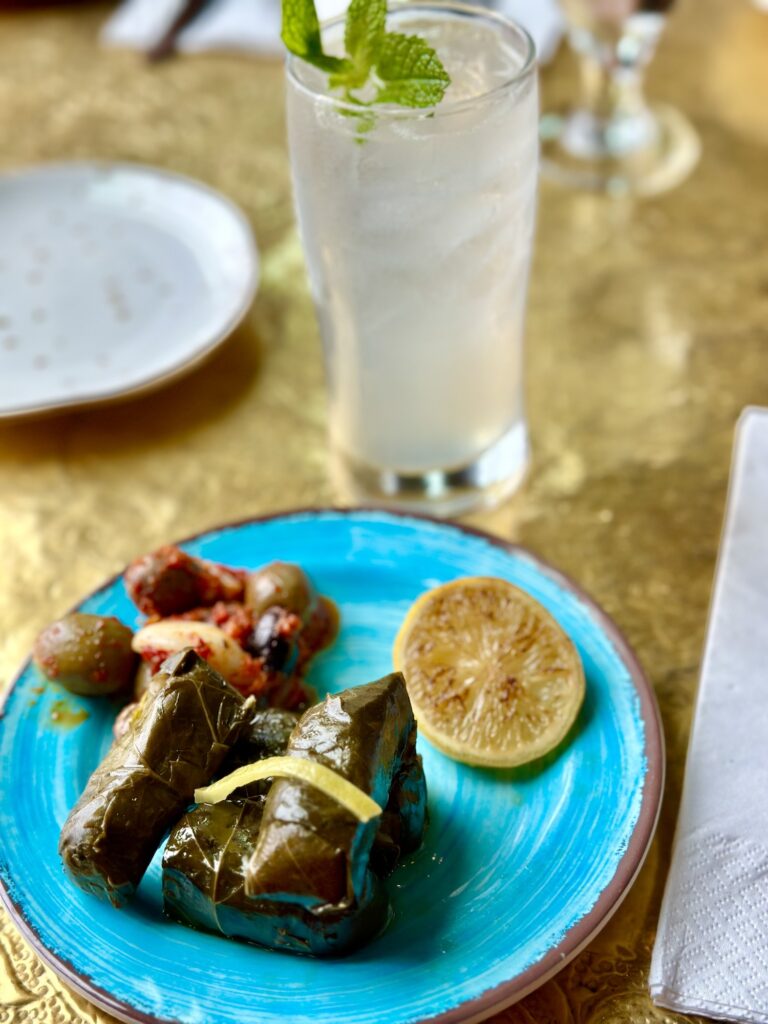 WDW food reviews - dolmas and Sahara Spritz from Spice Road Table