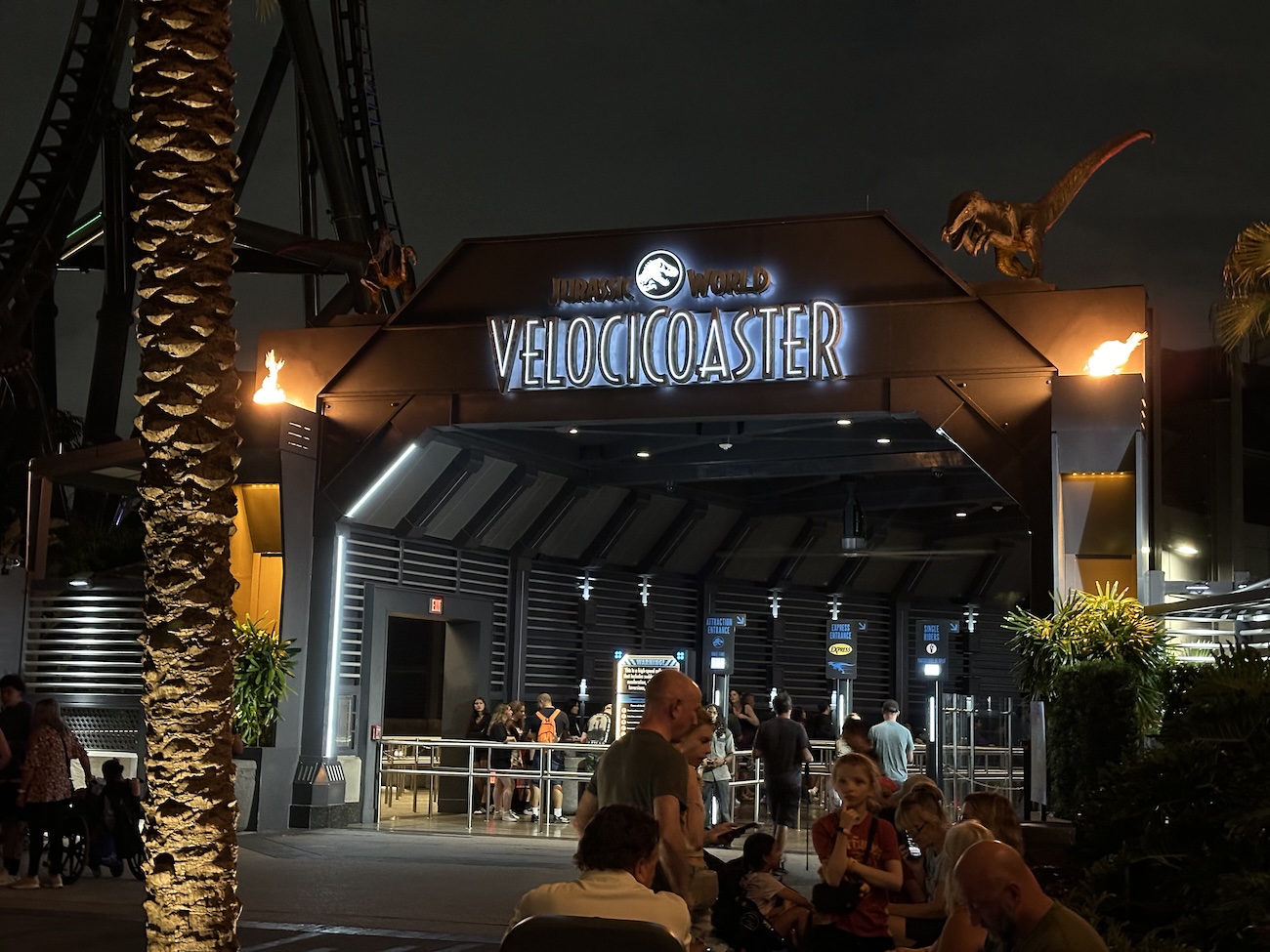 Universal Studios Islands of Adventure Velocicoaster nighttime entrance