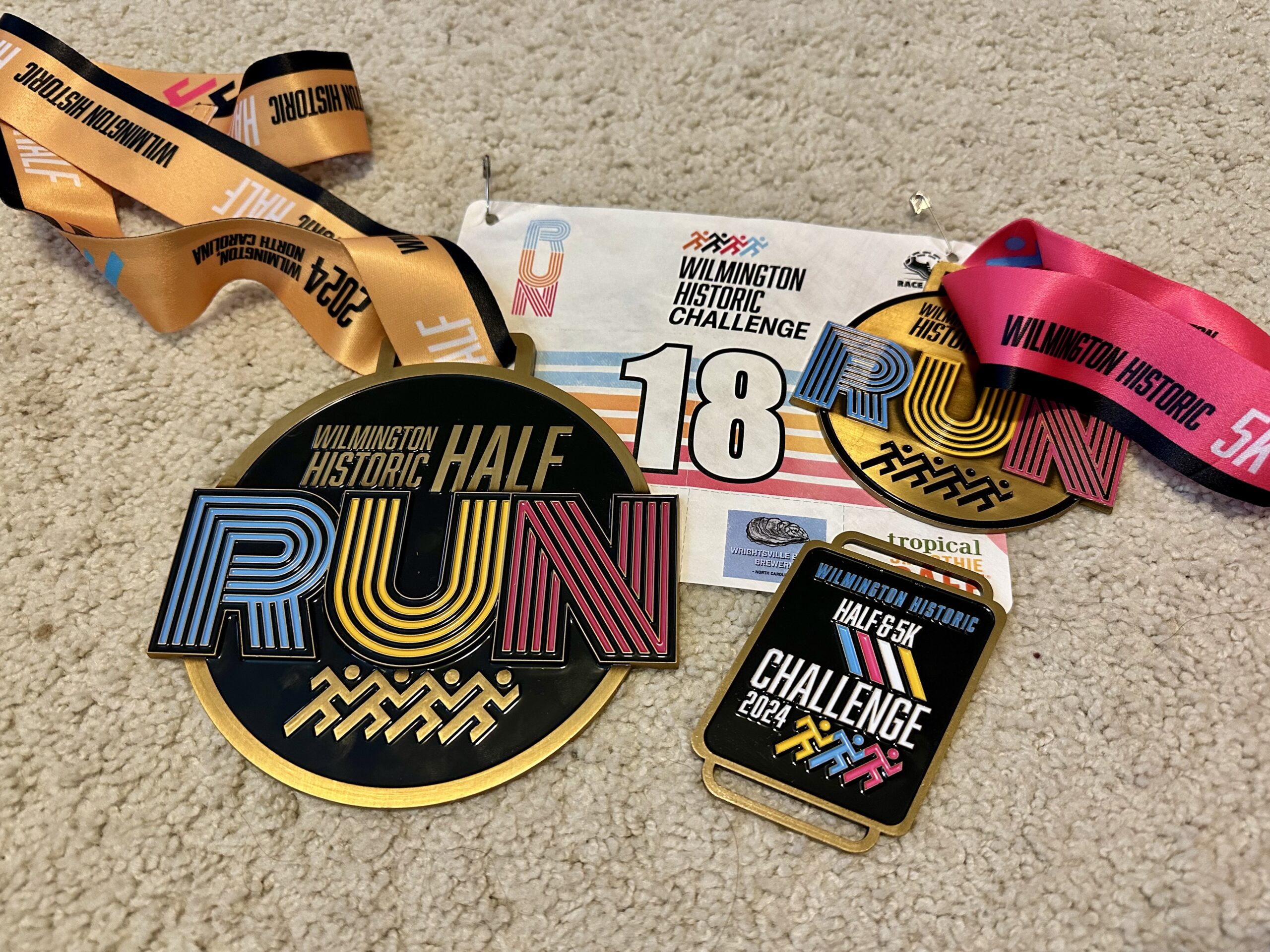 Wilmington Historic Challenge 5K half marathon medals