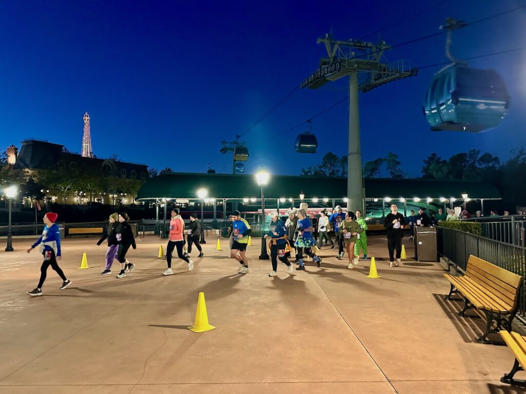 Dopey Challenge WDW 10K course near the Skyliner