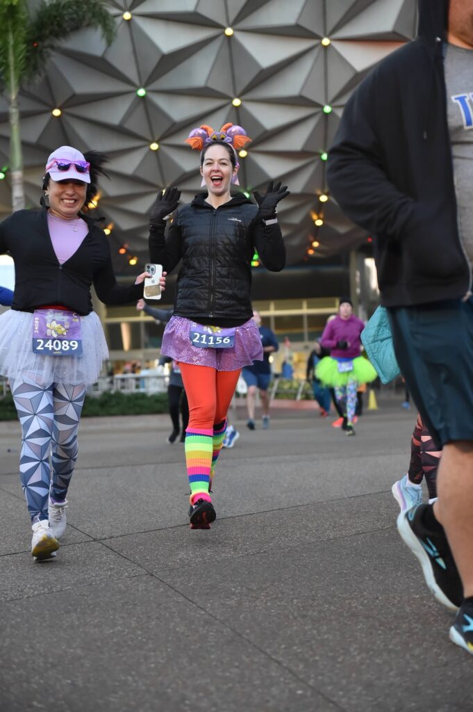 Dopey Challenge WDW 10K running under Spaceship Earth